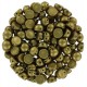 Czech 2-hole Cabochon beads 6mm Alabaster Metallic Olivine